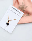 Black Tourmaline Heart Necklace for Protection (S)