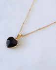 Black Tourmaline Heart Necklace for Protection
