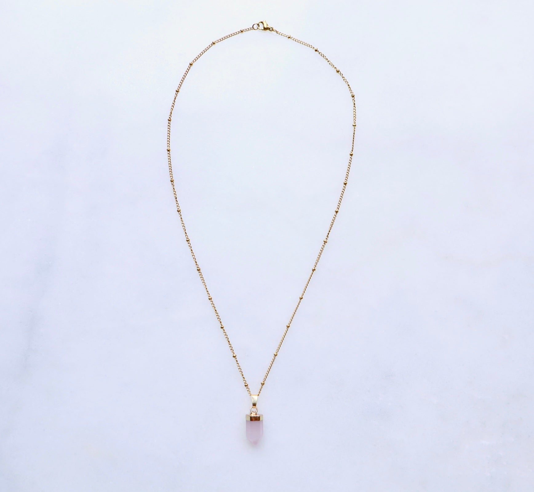 Rose Quartz Point Necklace for Love &amp; Peace