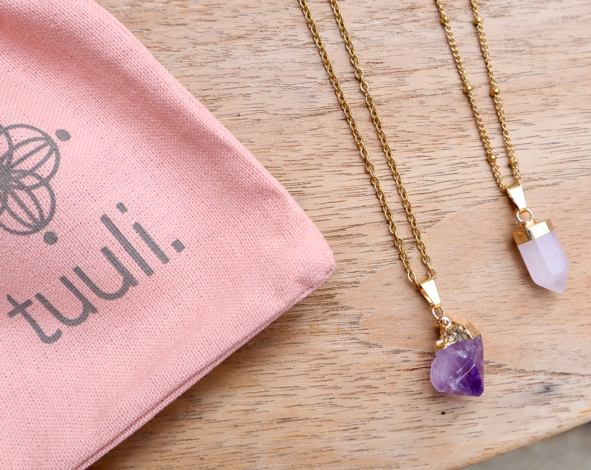 Rose Quartz Point Necklace for Love &amp; Peace