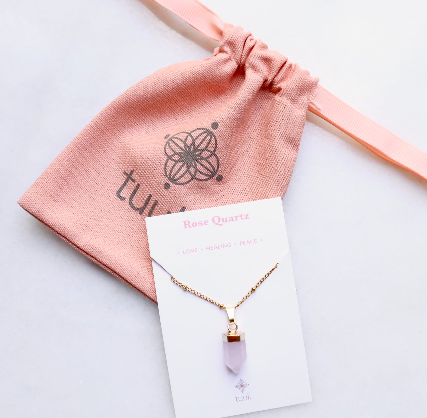 Rose Quartz Point Necklace for Love &amp; Peace